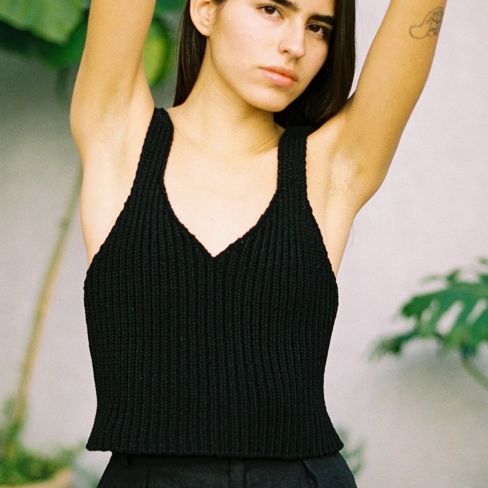 Ozma Chunky Knit Tank in Black NWOT